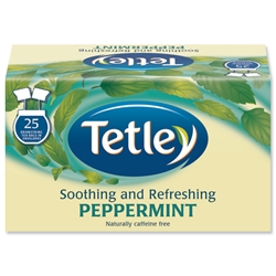 Tetley Peppermint Tea Bags Finest European-sourced Individually-wrapped Ref 1286B [Pack 25]