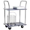 Trolley Steel Frame Non Marking Wheels Capacity 120kg 2 Shelf Chrome