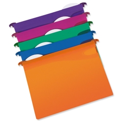 Rexel Multifile Extra Suspension File Polypropylene V-base 15mm A4 Assorted Ref 2102571 [Pack 10]