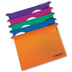 Rexel Multifile Extra Suspension File Polypropylene V-base 15mm Foolscap Assorted Ref 2102572 [Pack 10]