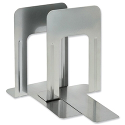 Steelmaster Large Bookends Metal Silver Ref MMF241009150 [Pack 2]