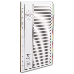 Concord Recycled Dividers 230 micron Card with Coloured Tabs 20-Part A4 White Ref 48699