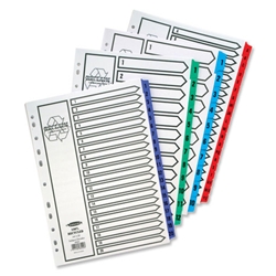 Concord Recycled Index Europunched 1-12 Green Tabs A4 White Ref 88302