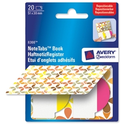 Avery NoteTab Book of Repositionable Labels 51x38mm Squares Yellow and Pink Ref 8366 [20 Labels]