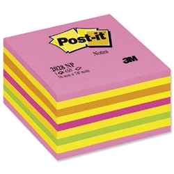 Post-it® Note Cube Pad of 450 Sheets 76x76mm Neon Pink Ref 2028 NP