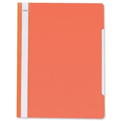 Leitz Standard Data Files Semi Rigid PVC Clear Front 20mm Title Strip A4 Orange Ref 4191-00-45 [Pack 25]