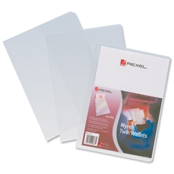 Rexel Nyrex 80 Twin Wallet with 2 Vertical Inside Pockets A4 Clear Ref 12195 [Pack 25]