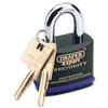Draper Padlock Heavy Duty Steel Body Molybdenum Steel Shackle 6-Pin Brass Cylinder 2 Keys 70mm Ref 64195 Draper Padlock Heavy Duty Steel Body Molybdenum Steel Shackle 6-Pin Brass Cylinder 2 Keys 70mm Ref 64195