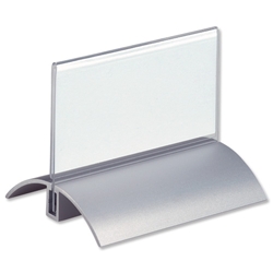 Durable Table Place Name Holder Acrylic with Inserts and Metal Base 52x100mm Clear Ref 8200/19 [Pack 2]