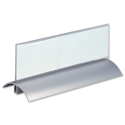 Durable Table Place Name Holder Acrylic with Inserts and Metal Base 61x210mm Clear Ref 8202/19 [Pack 2]