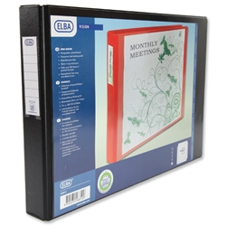 Elba Ring Binder PVC Oblong 4 D-ring 30mm Capacity A3 Black Ref 100082459 [Pack 2]