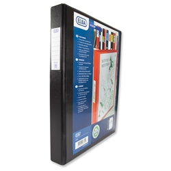 Elba Ring Binder PVC Upright 4 D-ring 40mm Capacity A3 Black Ref 400009729 [Pack 2]