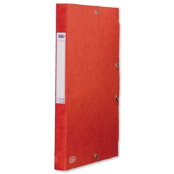 Elba Boston Box File Pressboard Elasticated Capacity 25mm A4 Red Ref 100200364