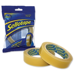Sellotape Original Golden Tape Roll Non-static Easy-tear Large 24mmx66m Ref 1443268 [Pack 12]