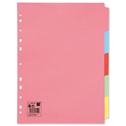 5 Star Subject Dividers Multipunched Manilla Board 5-Part A4 Assorted