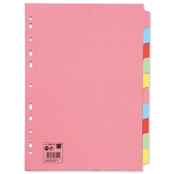 5 Star Subject Dividers Multipunched Manilla Board 10-Part A4 Assorted