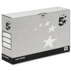 5 Star Transfer Case with Hinged Lid W371xD98x235mm Grey [Pack 10]