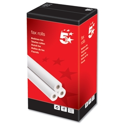 5 Star Fax Roll Thermal with 1m Warning Strip W210mmxL30mx12.7mm Core [Pack 6]