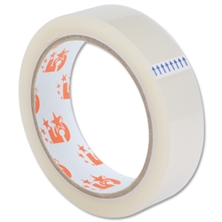 5 Star Clear Tape Roll Large Easy-tear Polypropylene 40 Microns 25mm x 66m [Pack 6]