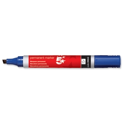 5 Star Permanent Marker Xylene/Toluene-free Smearproof Chisel Tip 1-4mm Line Blue [Pack 12]