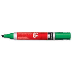 5 Star Permanent Marker Xylene/Toluene-free Smearproof Chisel Tip 1-4mm Line Green [Pack 12]