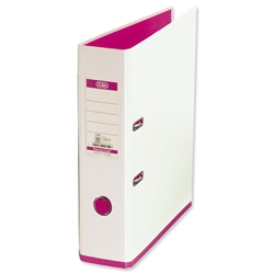 Elba MyColour Lever Arch File Polypropylene Capacity 80mm A4 White and Pink Ref 100081031
