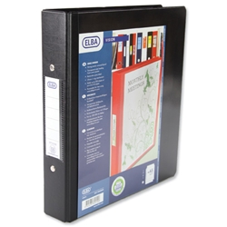 Elba Vision Ring Binder PVC with Clear Front Pocket 2 O-Ring Size 25mm A5 Black Ref 100080885