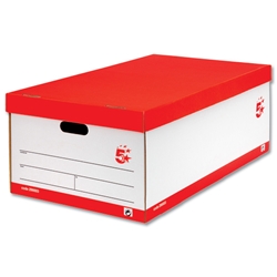 5 Star Jumbo Storage Box W412xD715xH276mm White and Black [Pack 5]