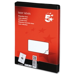 5 Star Addressing Labels Laser 16 per Sheet 99.1x34mm White [1600 Labels]