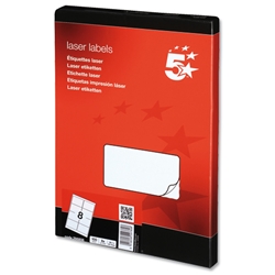 5 Star Addressing Labels Laser 8 per Sheet 99.1x67.7mm White [800 Labels]