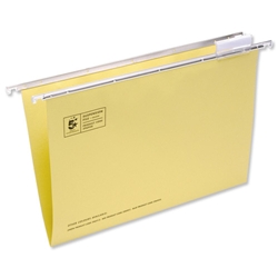 5 Star Suspension File Manilla Heavyweight with Tabs and Inserts Foolscap Yellow Ref 100331401 [Pack 50]