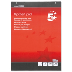 5 Star Flipchart Pad Perforated 40 Sheets A1 Plain [Pack 5]
