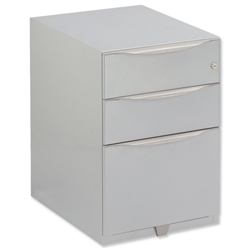 Sonix Filing Pedestal Steel Tall Under-desk 3 Drawer Foolscap W420xD564xH645mm Silver