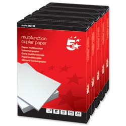 5 Star Everyday A4 Paper Multifunctional Ream-Wrapped 80gsm White [5 x 500 Sheets]