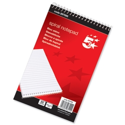 5 Star Spiral Notepad Headbound Ruled 160 Pages 200x125mm [Pack 10]