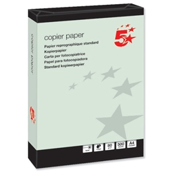 5 Star Coloured Copier A4 Paper Multifunctional Ream-Wrapped 80gsm Green [500 Sheets]