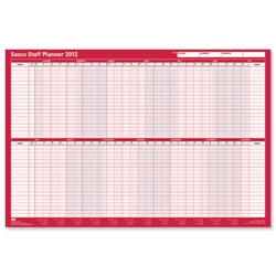 Sasco 2012 Staff Planner Mounted 40 Staff Monday to Friday W915xH610mm Ref 2400572 - Item image