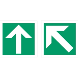 Stewart Superior Fire Exit Sign Arrow Diagonal and Straight 150x150mm Self-adhesive Vinyl Ref NS009