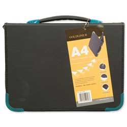 Goldline Presentation Case Vinyl Metal Trim Capacity 25 Sleeves 4 Ring A4 Black Ref BPCJ1A4BKZ