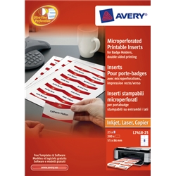 Avery Name Badges Laser-printable Refill Kit 8 per Card W86.5xH55.5mm Ref L7418-25UK [25 Sheets]