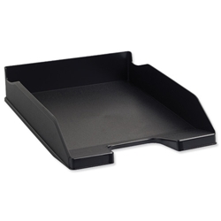 Exacompta Eco Letter Tray Recycled Plastic Stackable Front-load A4plus W347xD255xH65mm Black Ref 113014D