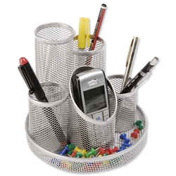 Osco Mesh Pencil Pot Scratch-resistant with Non-marking Base 5 Tube Silver Ref MD02 S