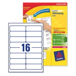 Avery Addressing Labels Laser Jam-free 16 per Sheet 99.1x33.9mm White Ref L7162-40 [640 Labels]