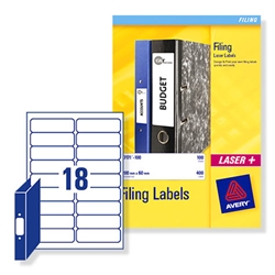 Avery Filing Labels Laser for Ring Binder 18 per Sheet 100x30mm Ref L7172-25 [450 Labels]