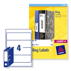 Avery Filing Laser Labels 4 per Sheet 200x60mm Ref L7171 [100 Labels]