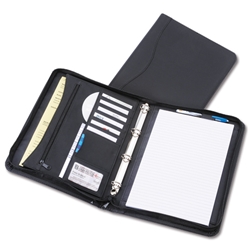 Alassio Ring Binder Folder Zipped with Pad 4-Ring Capacity 30mm A4 Black Ref 30070