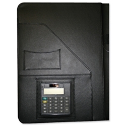 Alassio Conference Folder Writing Case with Calculator and Pad A4 Leather-look Black Ref 96086-1
