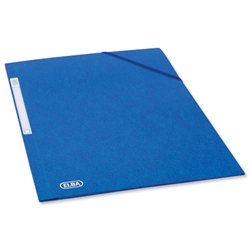 Elba Eurofolio Folder Elasticated 3-Flap 450gsm A4 Blue Ref 100200978 [Pack 10]