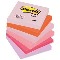 Post-it® Warm Pastel Notes Pad of 100 Sheets 76x76mm Rainbow Ref 654FL [Pack 12]
