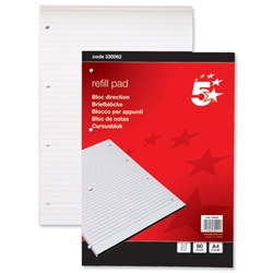 5 Star Refill Pad Headbound Feint Ruled 60gsm 4-Hole Punched 80 Sheets A4 [Pack 10]